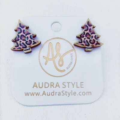 Audra Style Cheetah Print Tree Stud