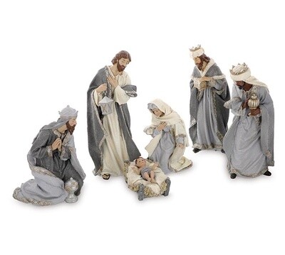 6 pc Nativity Set- Gray/Ivory