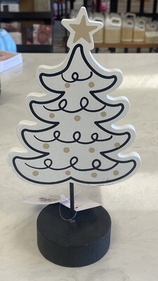 Black and  White Wood Small Christmas Tree