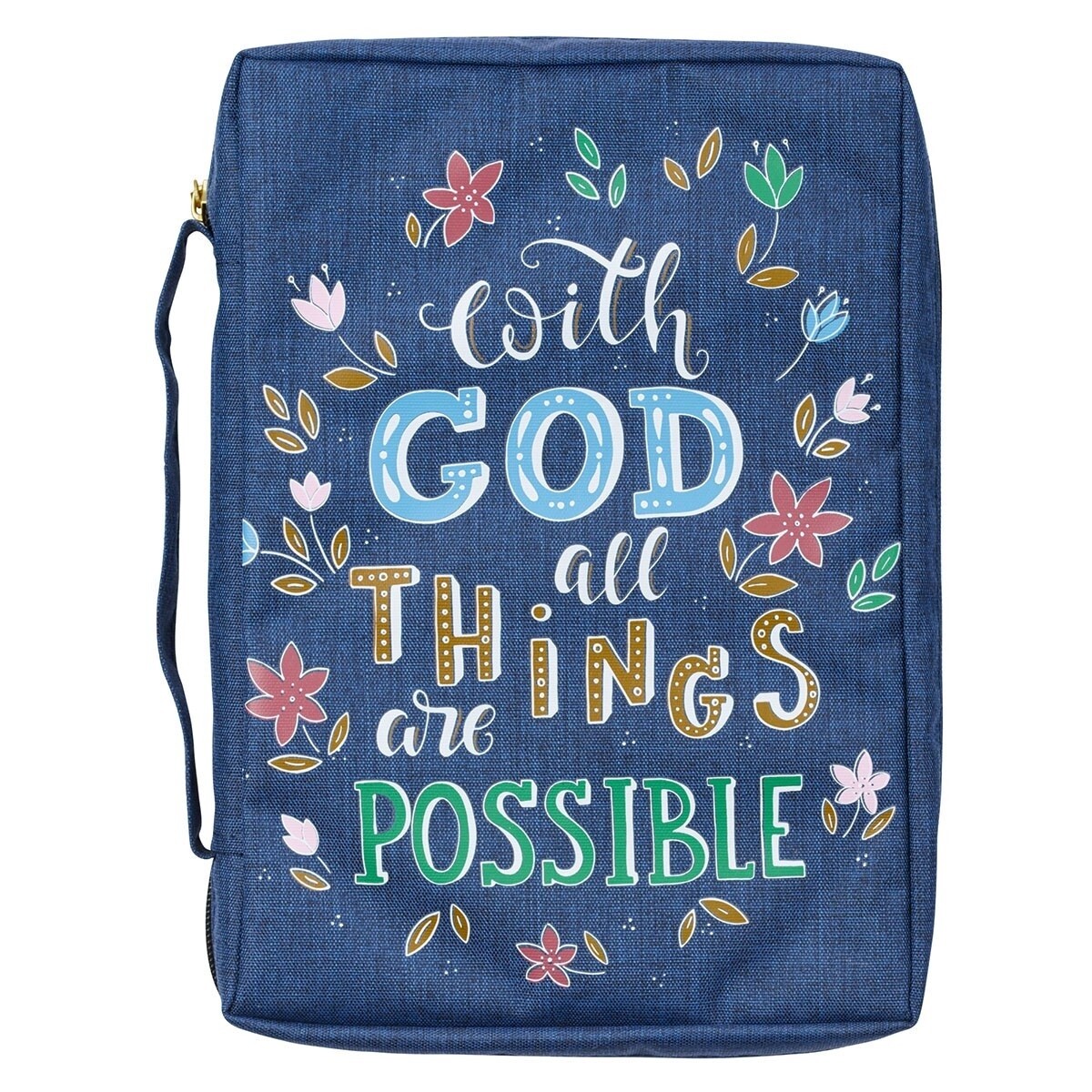 With God All Things Are Possible-Navy Floral Value Bible Cover Matthew 19:26