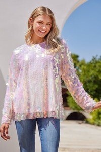 Sequin Top-Pink