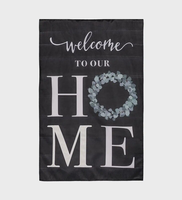 Eucalyptus Welcome House Burlap Flag