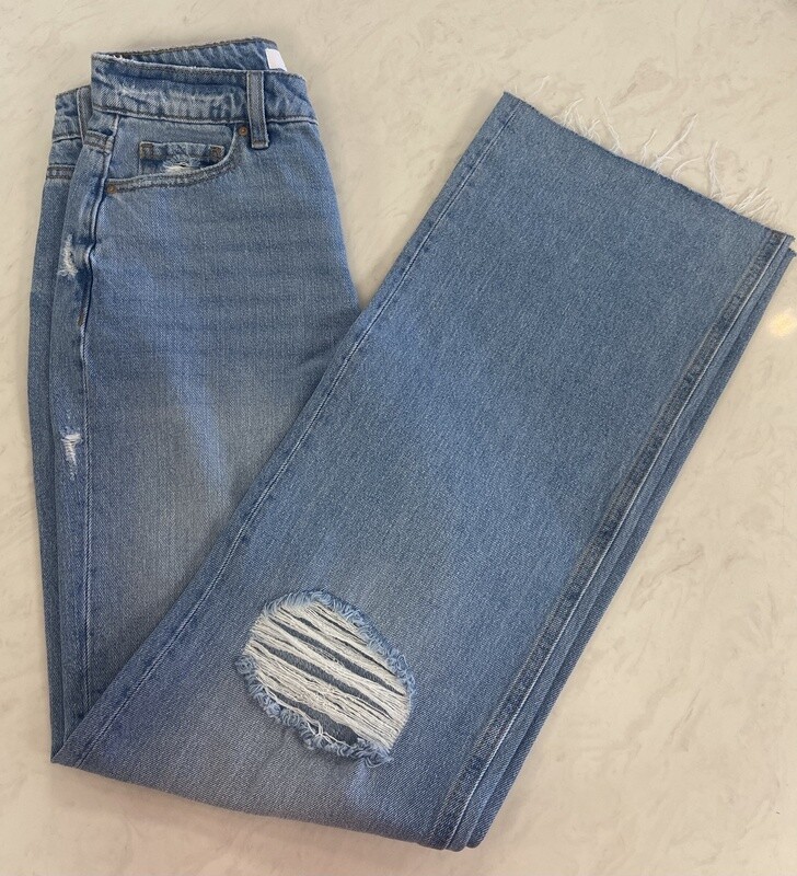 Zenana Wide Leg Distressed Jean