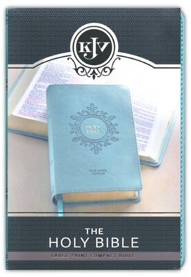 KJV Large-Print Compact Bible--soft leather-look, teal