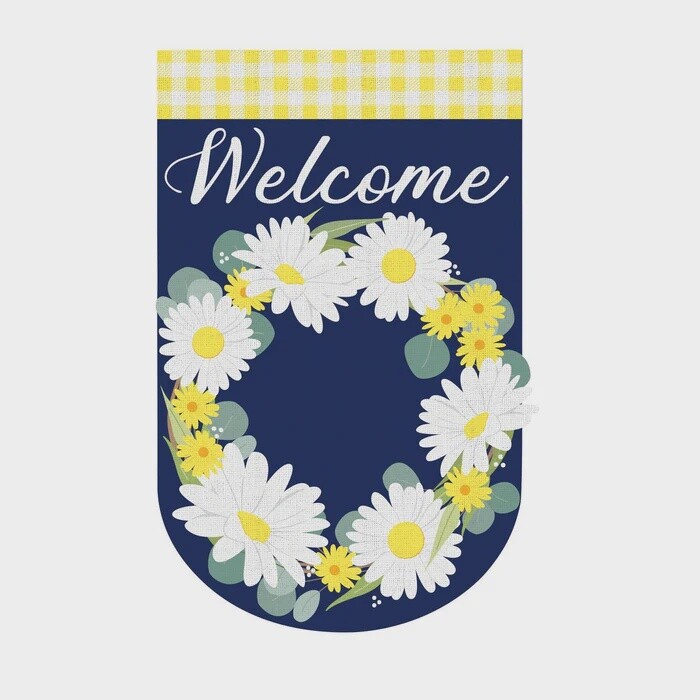 Evergreen Daisy Welcome Decorative House Flag