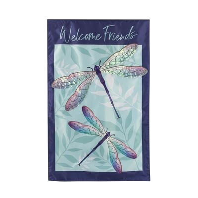 Evergreen Welcome Friends Dragonfly Decorative House Flag