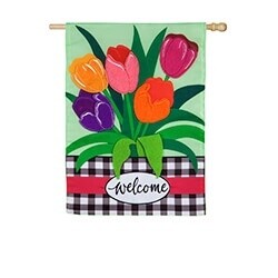 Evergreen Welcome Spring Tulips Decorative House Flag