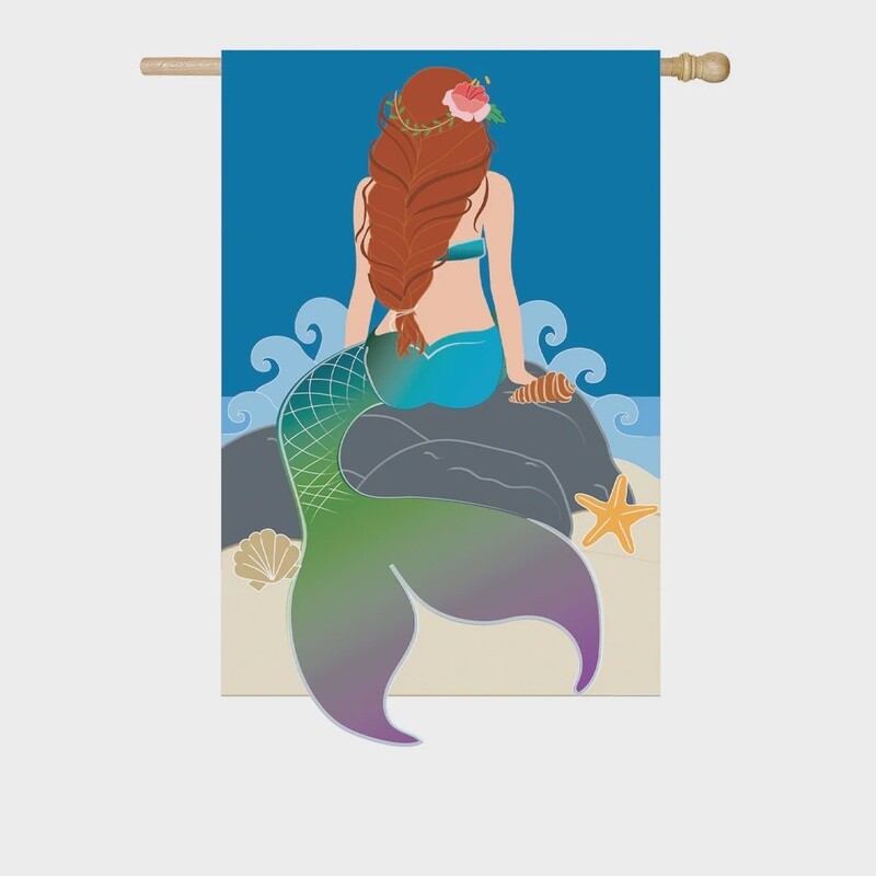 Evergreen Mermaid Applique Flag