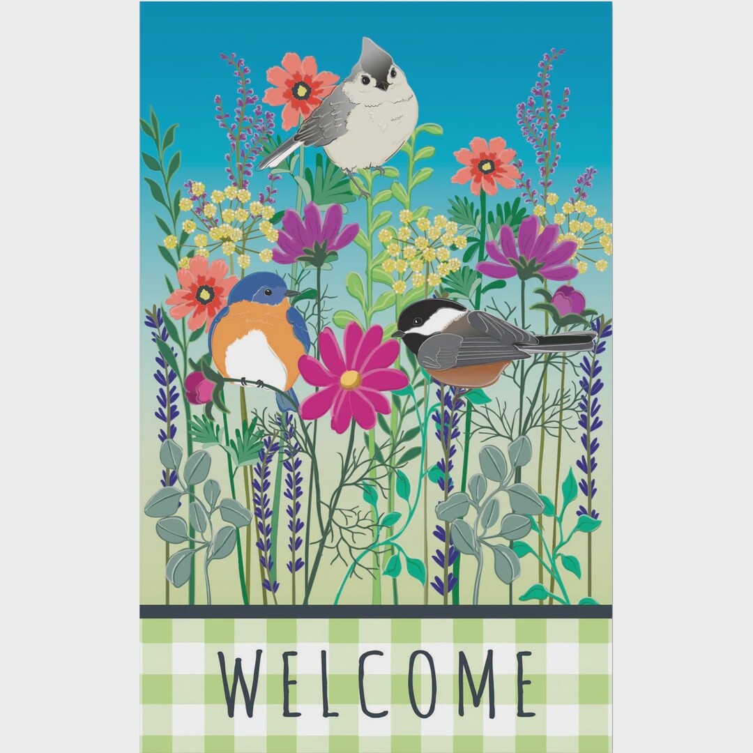 Evergreen Wild Flowers Welcome Decorative House Flag