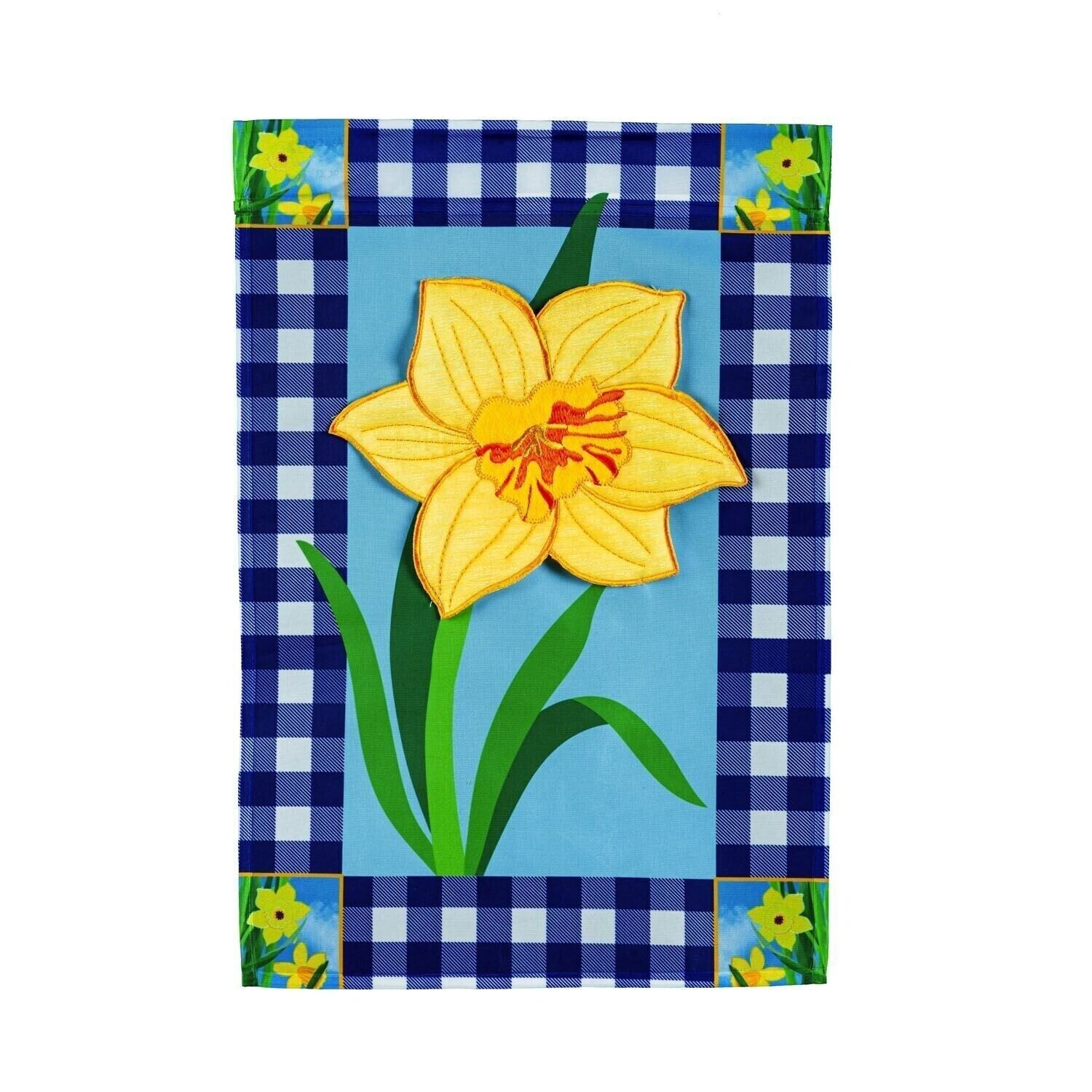 Evergreen Buffalo Check Daffodils Decorative House Flag