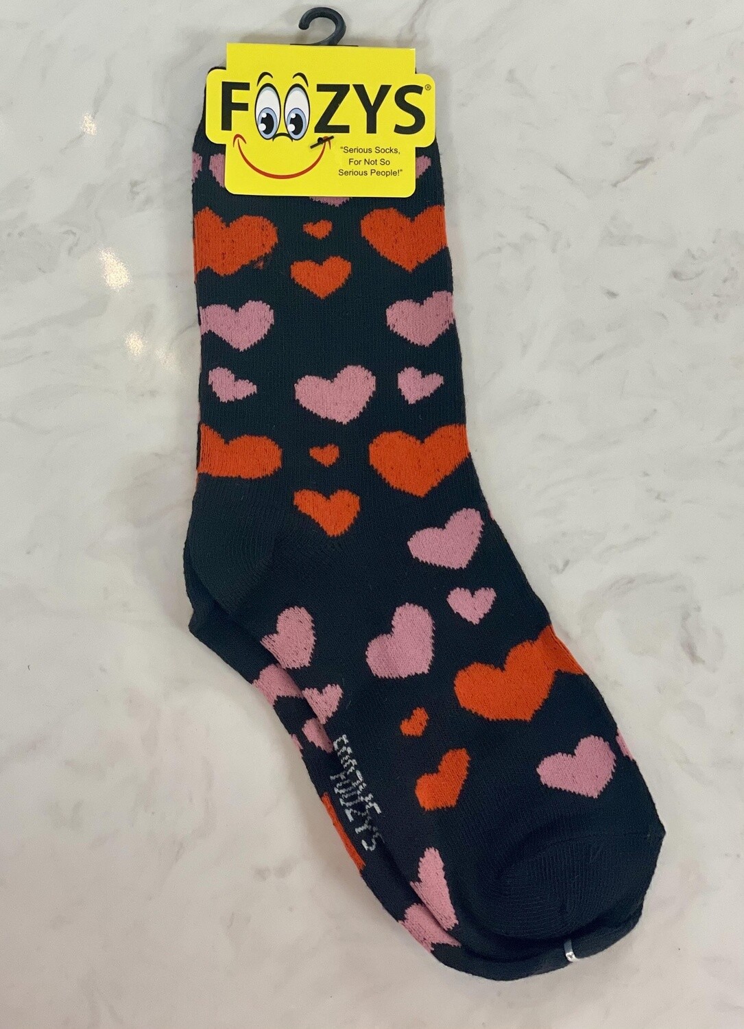 Foozy&#39;s Socks - Valentines, color: Black w/ Hearts
