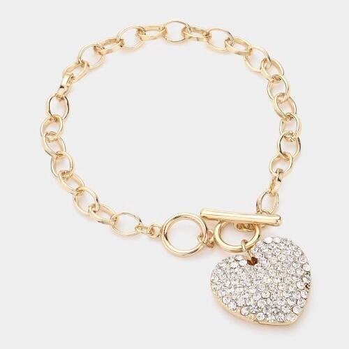 Rhinestone Heart Bracelet