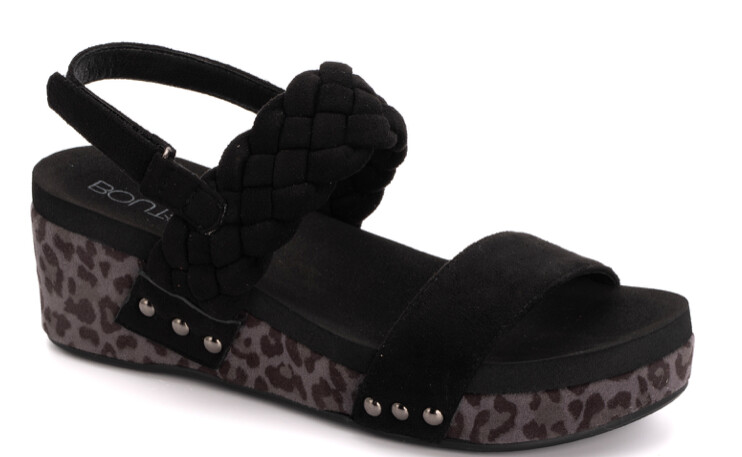 Corkys Black Suede Pleasant Wedges