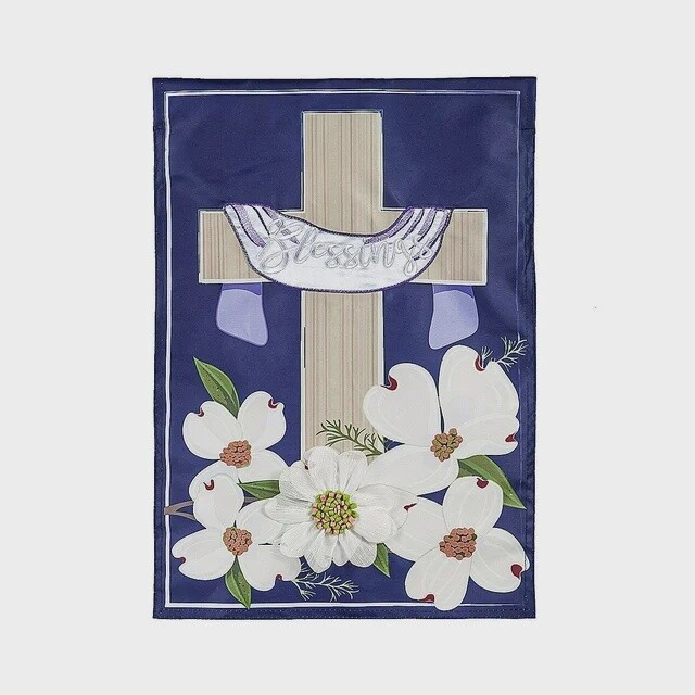 Evergreen Dogwood Blessings Garden Applique Flag