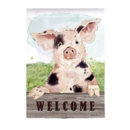 Evergreen Spotted Pig Garden Suede Garden Flag