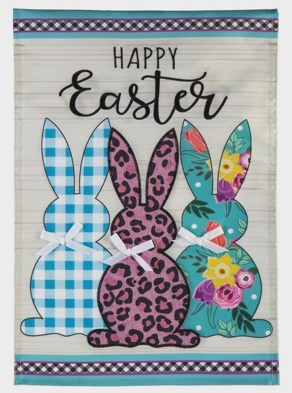 Evergreen Bright Bunnies Garden Applique Flag
