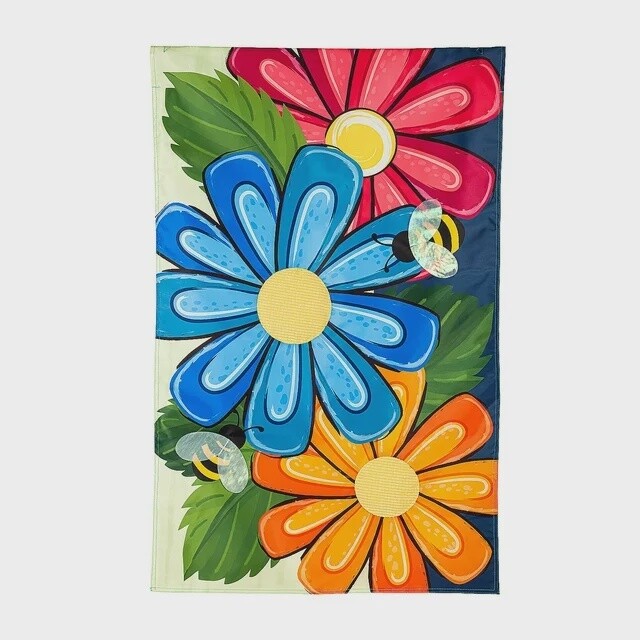 Evergreen Spring Floral Applique Garden Flag