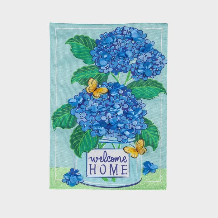 Evergreen Welcome Home Hydrangeas Decorative House Flag
