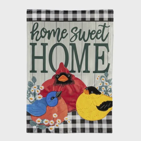 Portly Birds Garden Applique Flag