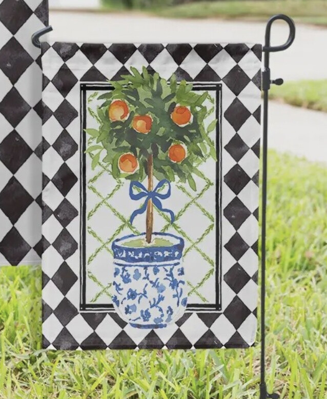 Oranges Topiary Diamond Harlequin Garden Flag