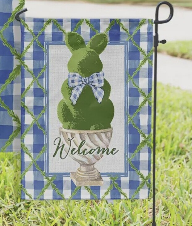 Bunny Topiary Garden Flag