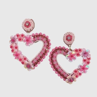 Floral Heart Drop Earrings