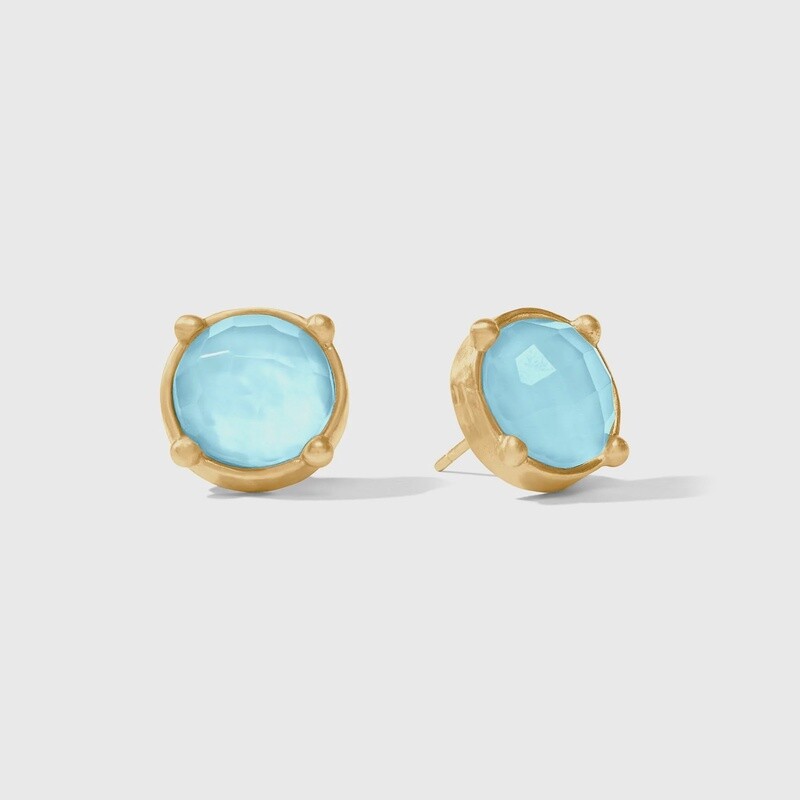 Julie Vos Gold Honey Stud Earrings, Colour: Iridescent Capri Blue