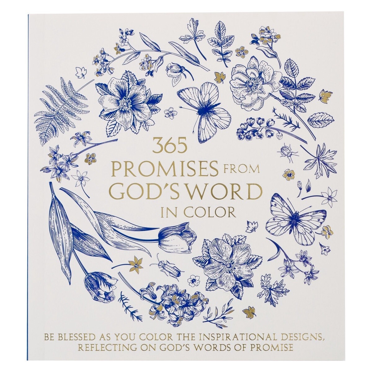 Christian Art Gifts 365 Promises from God's Word in Color Blue Floral Coloring Book