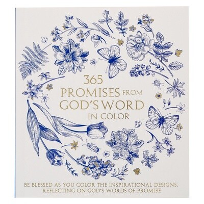 Christian Art Gifts 365 Promises from God&#39;s Word in Color Blue Floral Coloring Book