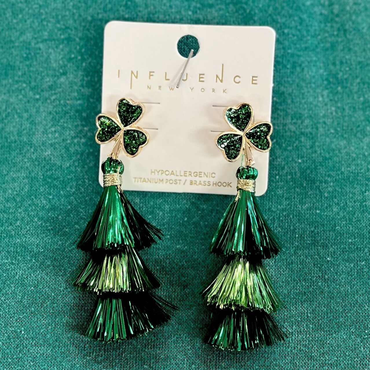St. Patrick&#39;s Day Shamrock Dangle Earrings