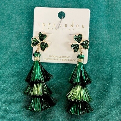 St. Patrick's Day Shamrock Dangle Earrings
