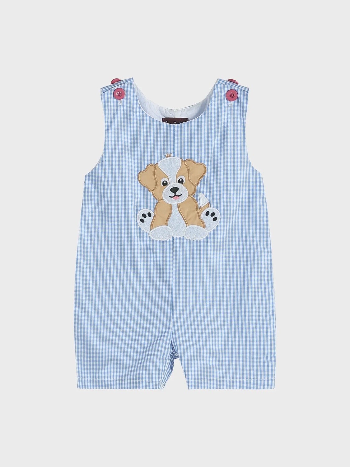 Boys Blue Puppy Applique Shortalls