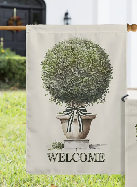 Vintage Topiary House Flag