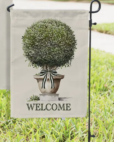 Vintage Topiary Garden Flag