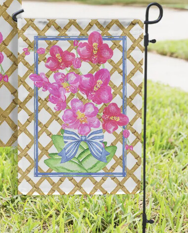 Pink Orchid with Bamboo Garden Flag