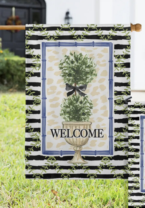 Topiary Leopard Stripes House Flag