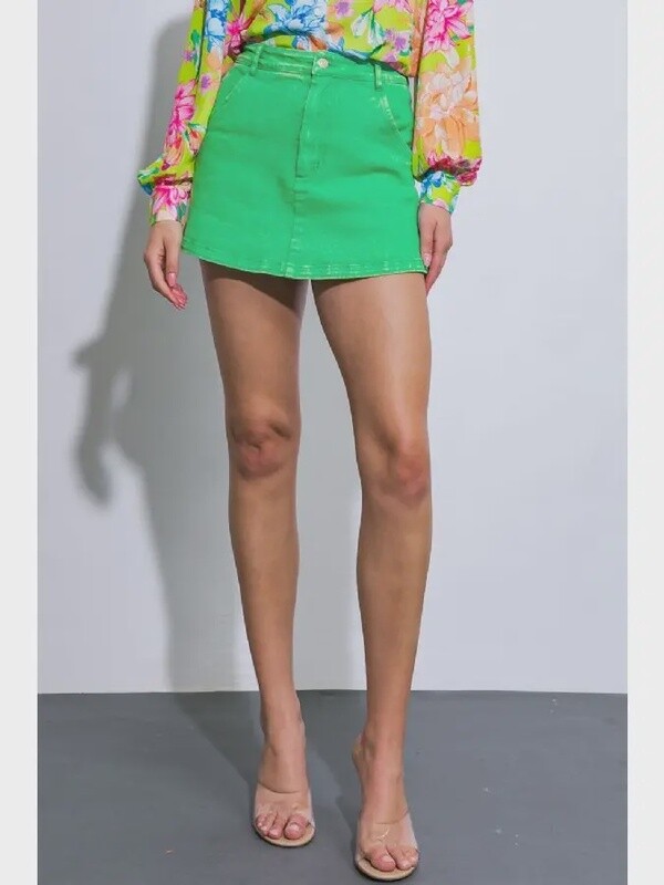 Green Washed Twill Skort
