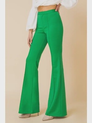 Green High-Rise Flare Pants