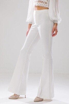 White High-Rise Flare Pants