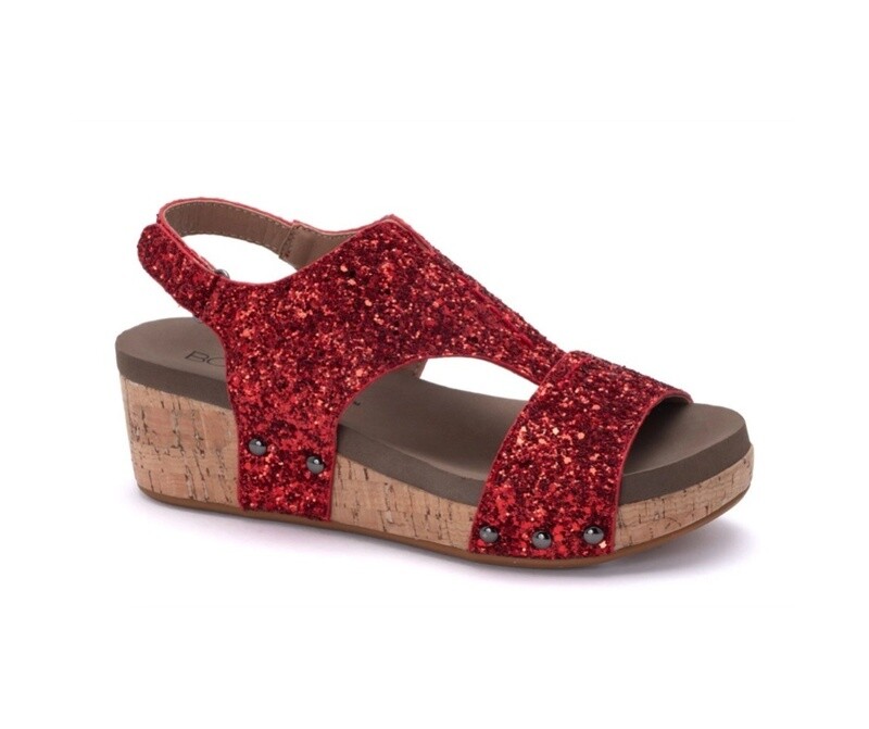 Corkys Red Chunky Glitter Refreshing Wedge