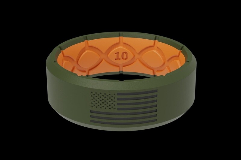Groove Life Edge America Moss Green &amp; Black Flag Ring