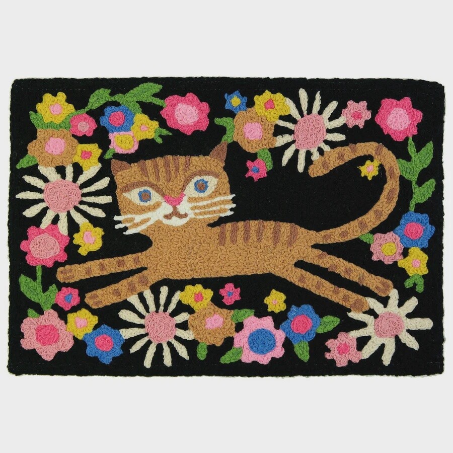 Jellybean Machine Washable Indoor/Outdoor Rugs, Colour: Meow Kitty