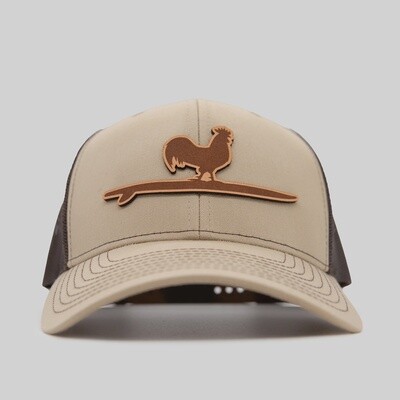 Beach and Barn - Etched Leather Snapback - Khaki/Coffee