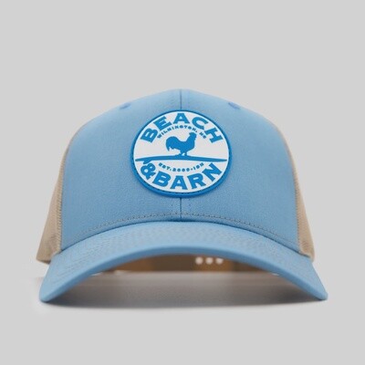 Beach and Barn Emblem Snapback Hat - Columbia Blue/Khaki