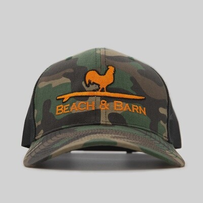 Beach and Barn - Surfing Rooster Snapback - Camo/Orange