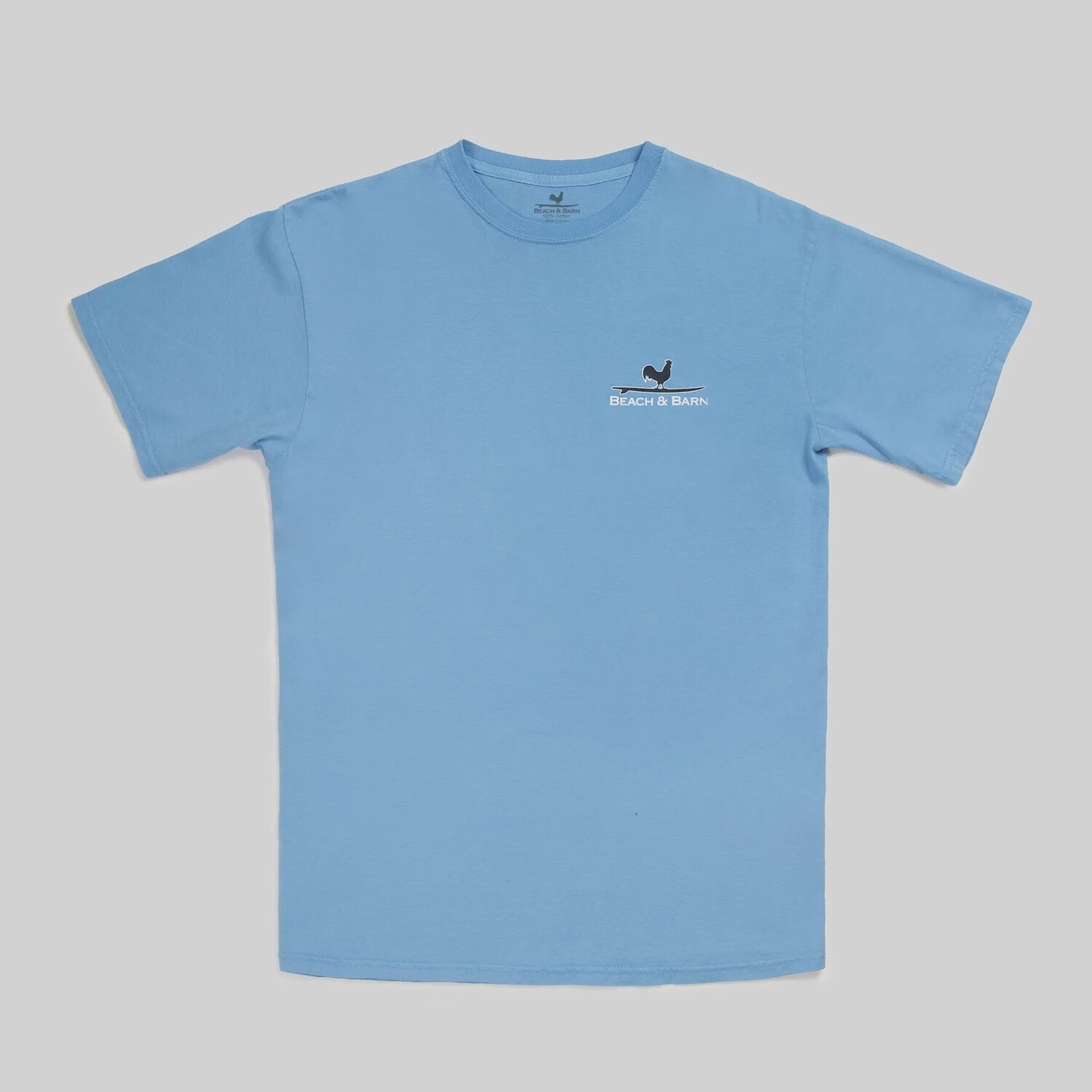 Beach and Barn Cartoon Rooster Tee Shirt-Azure