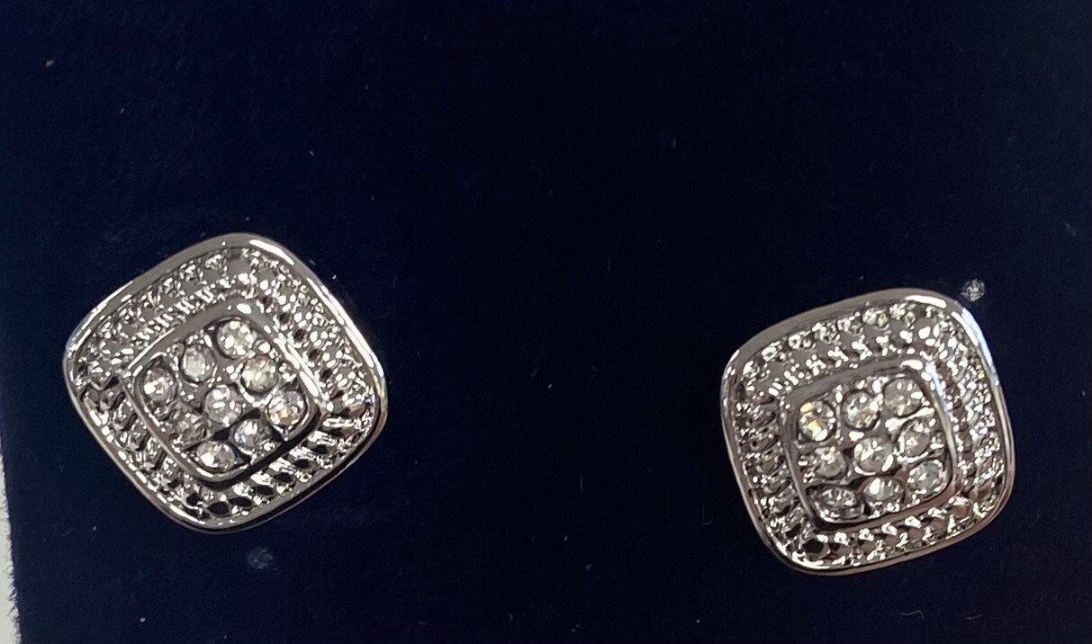 Silver Square Stud Earrings