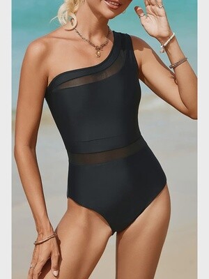 One Shoulder One-Piece Swimsuit Black