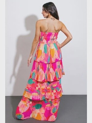 Fuchsia Printed Woven Maxi Dress