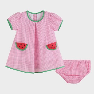 Pink Watermelon Dress and Panty Cover Set